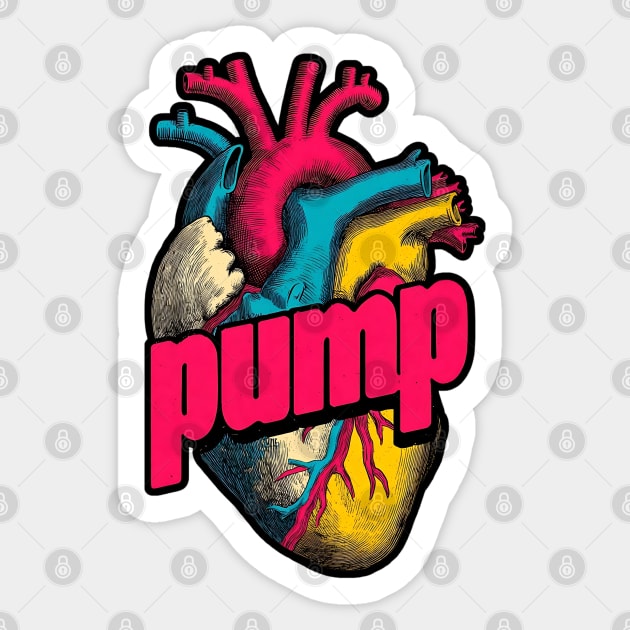 Pump Bold Heart Tee for Gym Rats, Runners & Passionate Humans Sticker by TuncGK